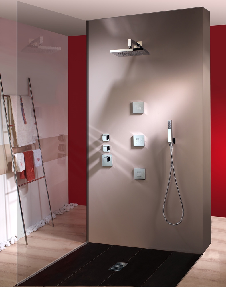 Z032203 + Z030201 000 Смеситель & запорный кран Cube 2 Outlets LP BOSSINI  - Вид №3