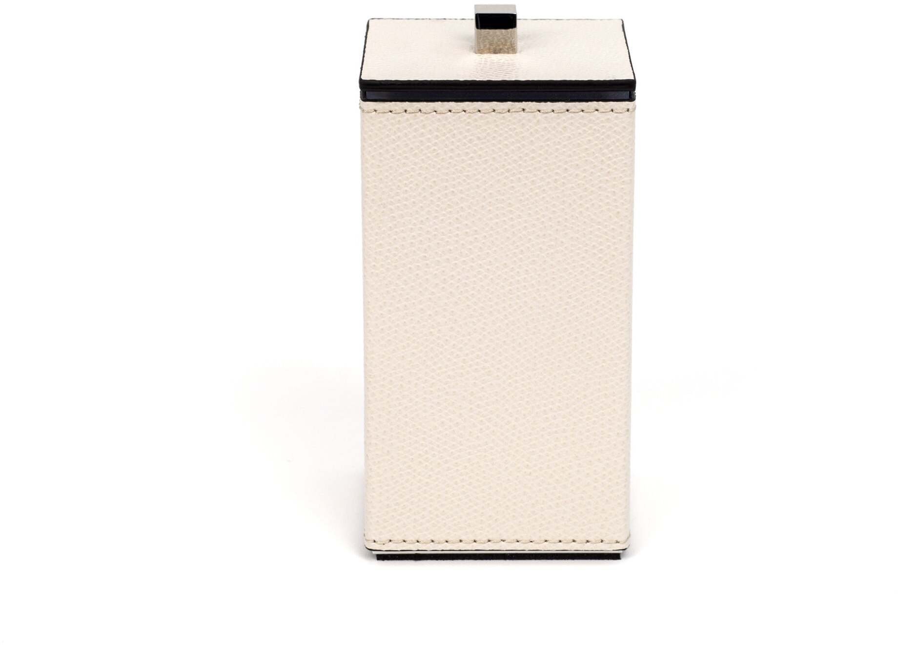 Квадратный держатель для ватных дисков Poseidon - 6X6XH12см / металлическая отделка_золото / зернистая кожа_светло-серый