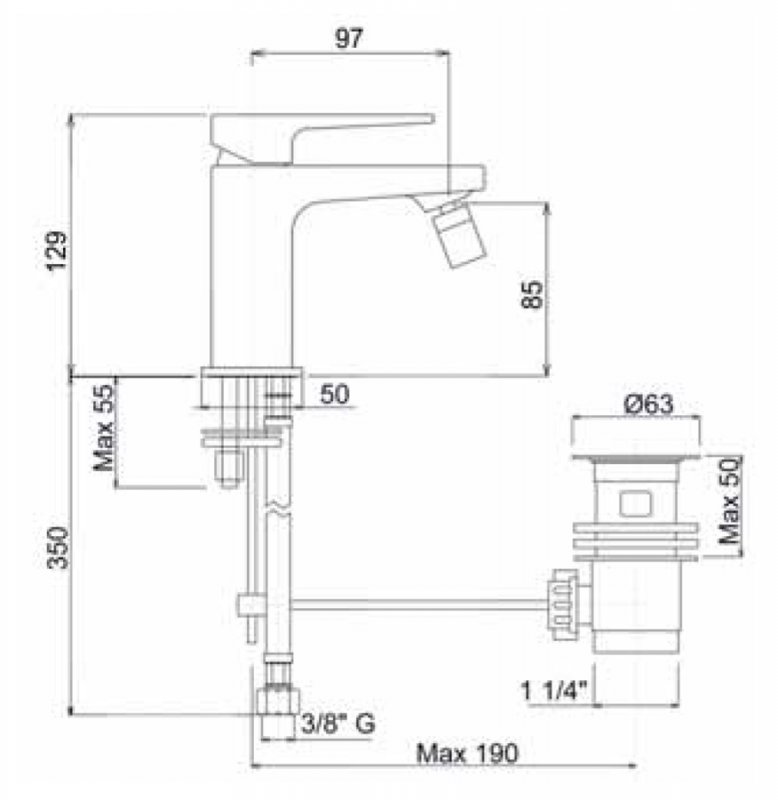 Смеситель на биде однорычажный Cezares JUMP-BSM1-01-W0 - Вид №1