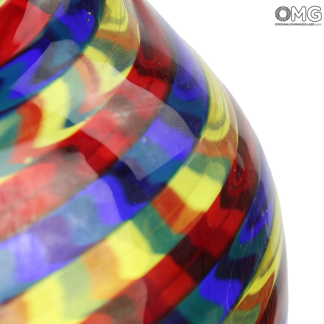 4330 ORIGINALMURANOGLASS Ваза Круговорот жизни в сине-красную полоску - Муранское стекло OMG 11 см  - Вид №1