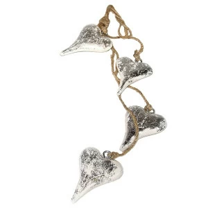 Гирлянда новогодняя подвесная "Сердца вытянутые серебряные" Snow hearts, 60 см ENJOYME  253064 Серебро