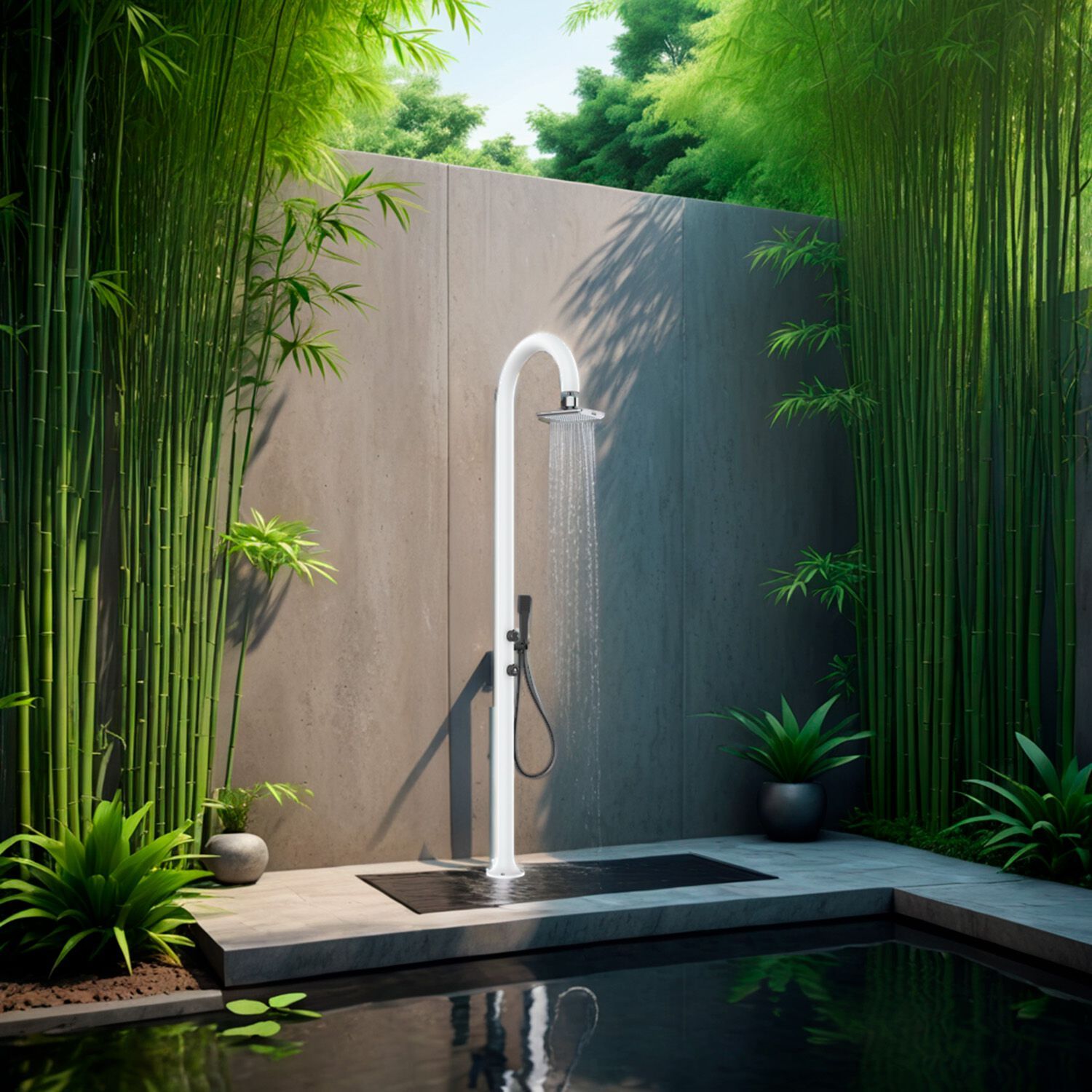 Алюминиевый душ на открытом воздухе с ручным душем SINED LUNA D ARCH-00021001 - Вид №10