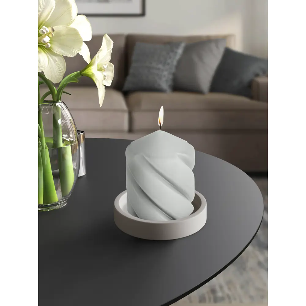 Свеча столбик серая 10 см Santreyd STLM-2181318 - Вид №3