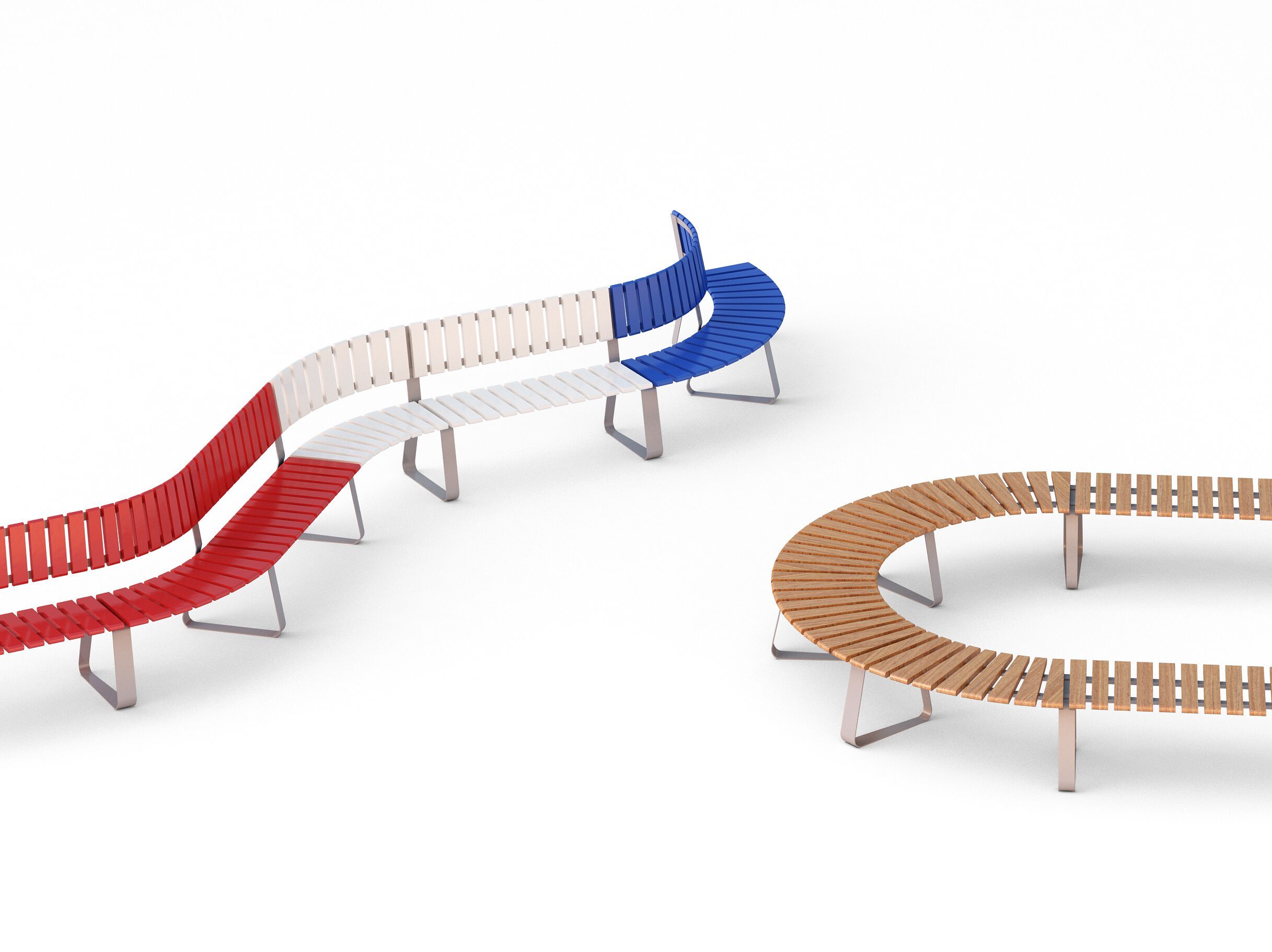 Модульная изогнутая скамья из стали и дерева Viscio Urban Design ITALA ARCH-00112780