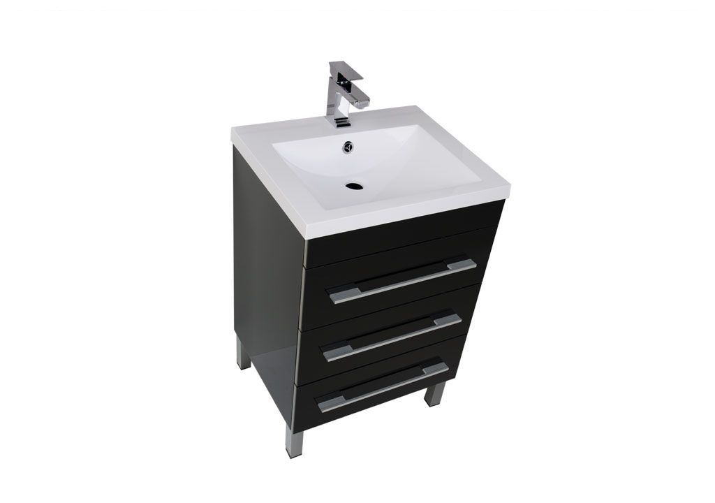 Тумба с раковиной Aquanet Верона NEW 58 черный (напольная 3 ящика) 0017847500204117 - Вид №2