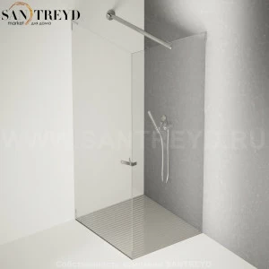 Душевое ограждение FLAT D подрезаемое, стеклянная с дверью экстрапрозрачная перегородка с держателем с поддоном из стали. Размеры: глубина от 70 до 100 см, длина от 70 до 140 см