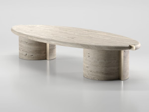 Каменный овальный низкий журнальный столик