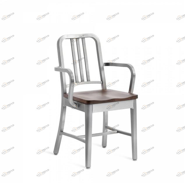 Emeco Стул из алюминия и дерева с подлокотниками 1104 navy® sun-id-1383516