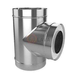 Сендвич-тройник LAVA 180/250, угол 90*, нерж. 304 (0,8)/439 (0,5)