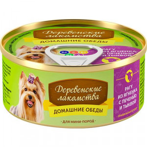 ПР0037805 Корм для собак Домашние обеды Рагу из ягненка, печень, тыква конс. 100г ДЕРЕВЕНСКИЕ ЛАКОМСТВА