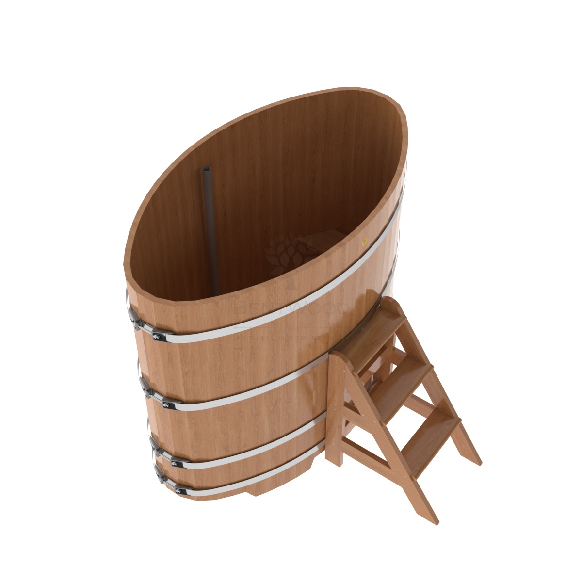 1295 Купель овальная из дуба 0,92х1,66х1,4 натуральная Alyarus  - Вид №1