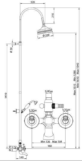 666720SNO06 Душевая система Bandini Antica Santreyd - Вид №1