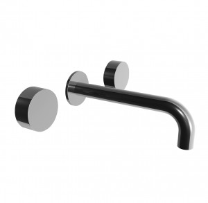 A213B+0512A  Смеситель из стены для раковинывылет 20,8 см ручки ограничитель потока воды до 5 л/мин при 3 бар картридж керамический 90° впуски 1/2'' без донного клапана Fantini Rubinetti AF/21 НЕРЖАВЕЮЩАЯ СТАЛЬ