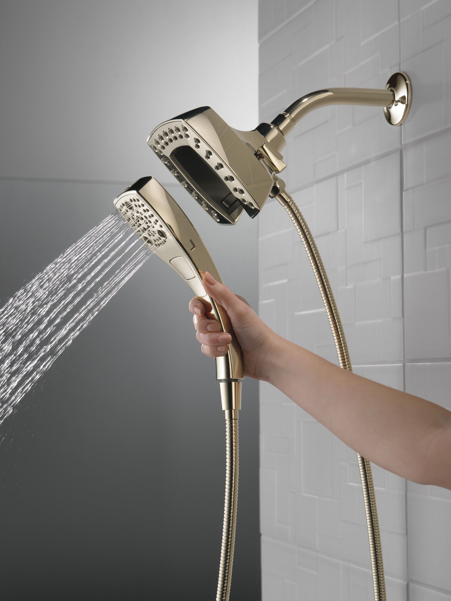 58474-PN H2Okinetic® In2ition® Душ два в одном с 5 настройками Delta Faucet Universal Showering Полированный никель  - Вид №3