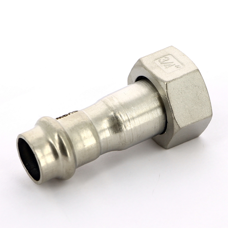 Муфта В-пресс IBP 15 x 3/4" с накидной гайкой и плоской прокладкой нерж.сталь PS43550150600 - Вид №2