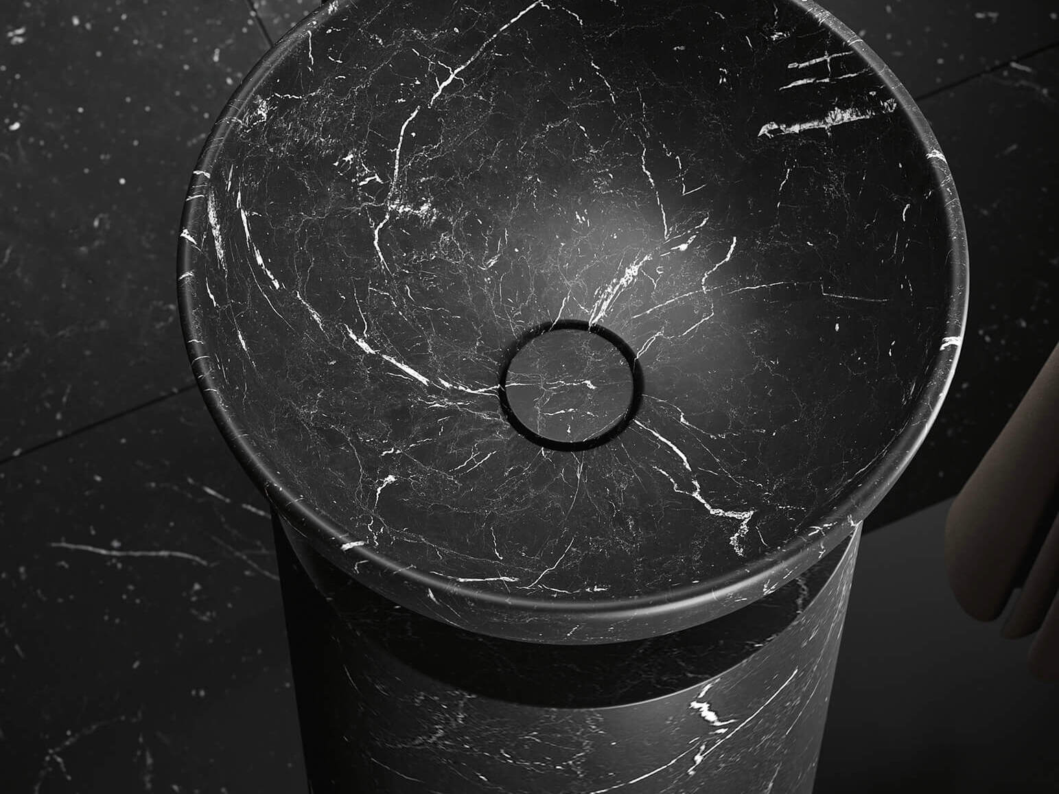 Круглый отдельно стоящий умывальник из черного мрамора Marquina Noorth Saba ARCH-00017089 - Вид №1