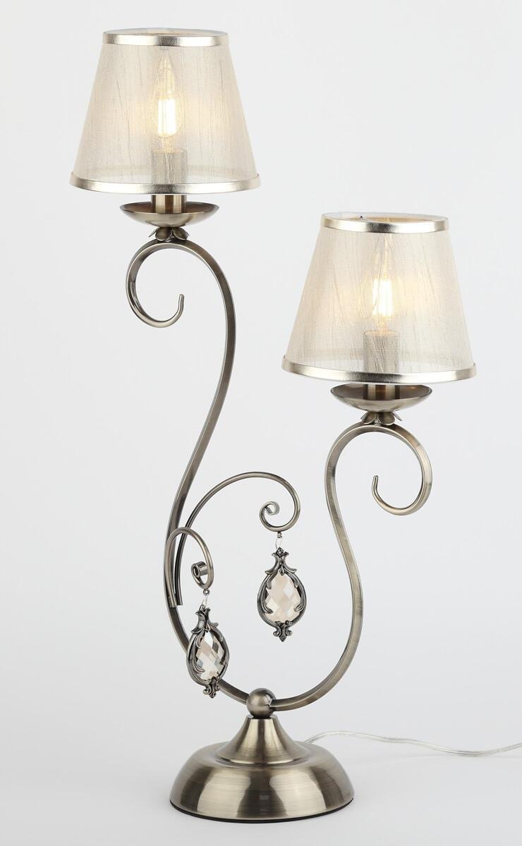 Настольная лампа с подвесками и прозрачными абажурами на 2 лампы Molto 2010-502 RIVOLI ИНТЕРЬЕРНЫЕ 337292 Бежевый;бронза  - Вид №3