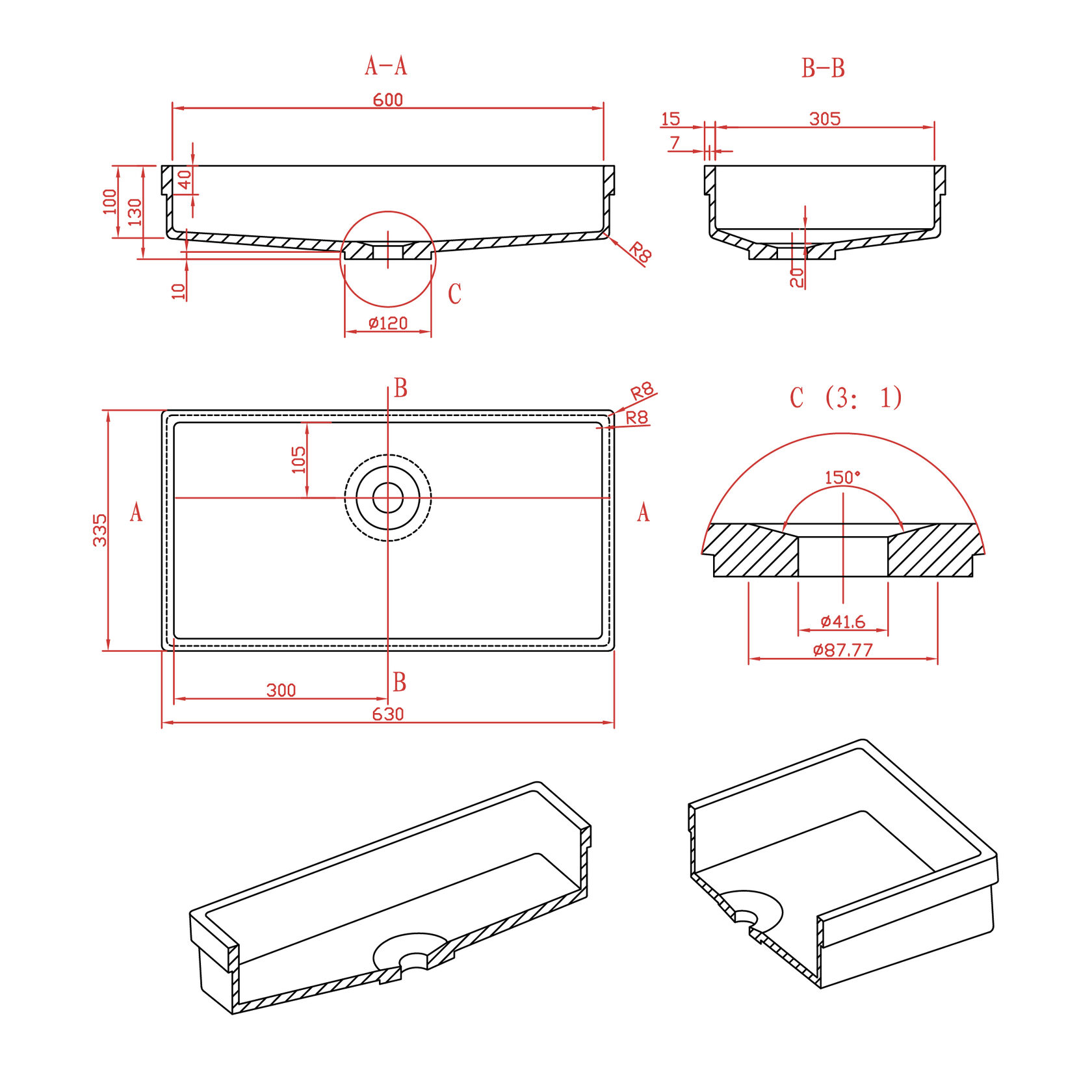 12124 Раковина Castello Due LAB.Space  - Вид №12