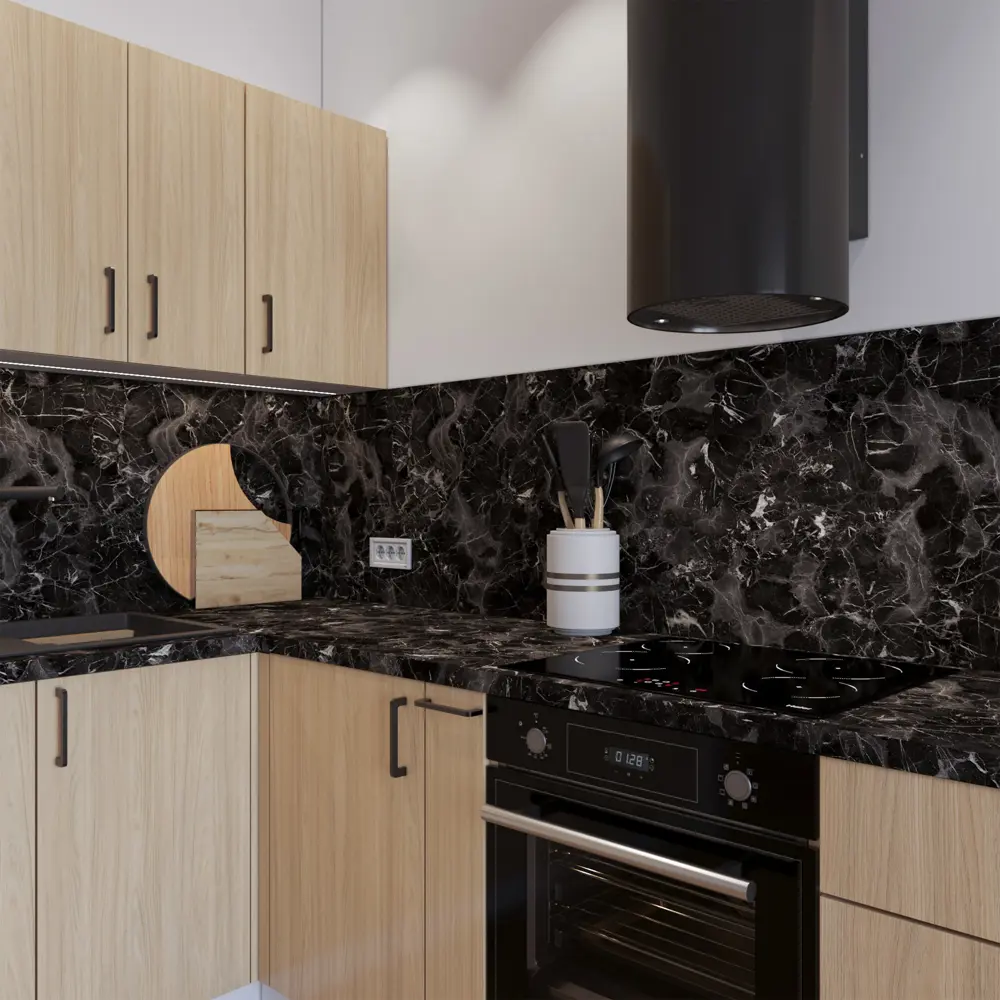 Столешница кухонная Кунгур 120x60x3.8 см KONSENSA ДСП цвет черный ДСП Прямой угол STLM-2206946 - Вид №4