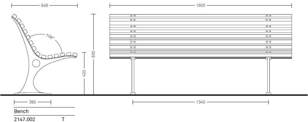 Neri Деревянная скамейка со спинкой Gilia 2147  - Вид №11