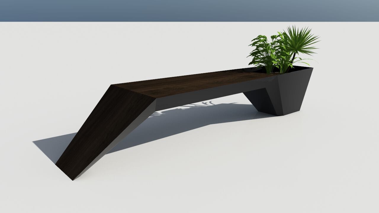 Скамейка из дерева и листового металла со встроенной плантатором без спинки CITYSì URBAN ARCH-00044158 - Вид №27