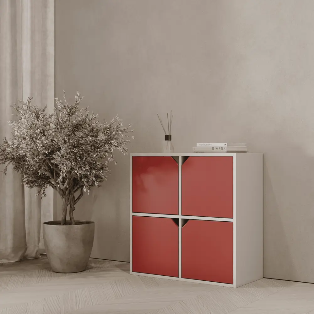 Стеллаж KONSENSA Руан 4 секции 70x70x31.7 см ЛДСП цвет белый STLM-2067497 - Вид №11