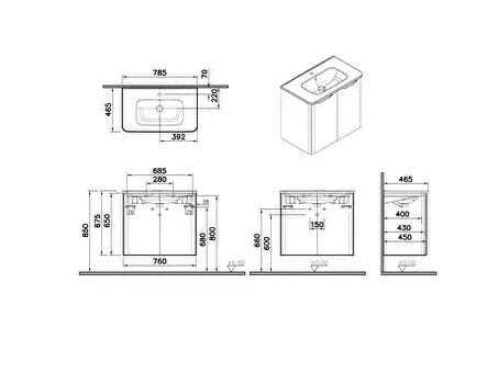 Подвесной шкаф для умывальника со встроенной раковиной VitrA Bathrooms Integra Round ARCH-00065020 - Вид №8