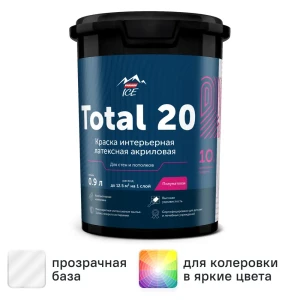 Краска для стен и потолков Parade Total 20 моющаяся полуматовая прозрачная база С 0.9 л