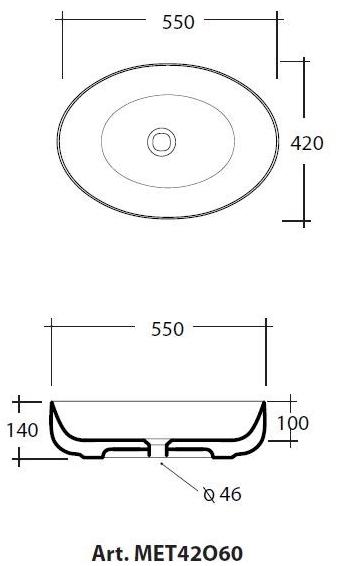 Met42060 Накладная раковина на столешницу  овальная Olympia Ceramica METAMORFOSI - Вид №4