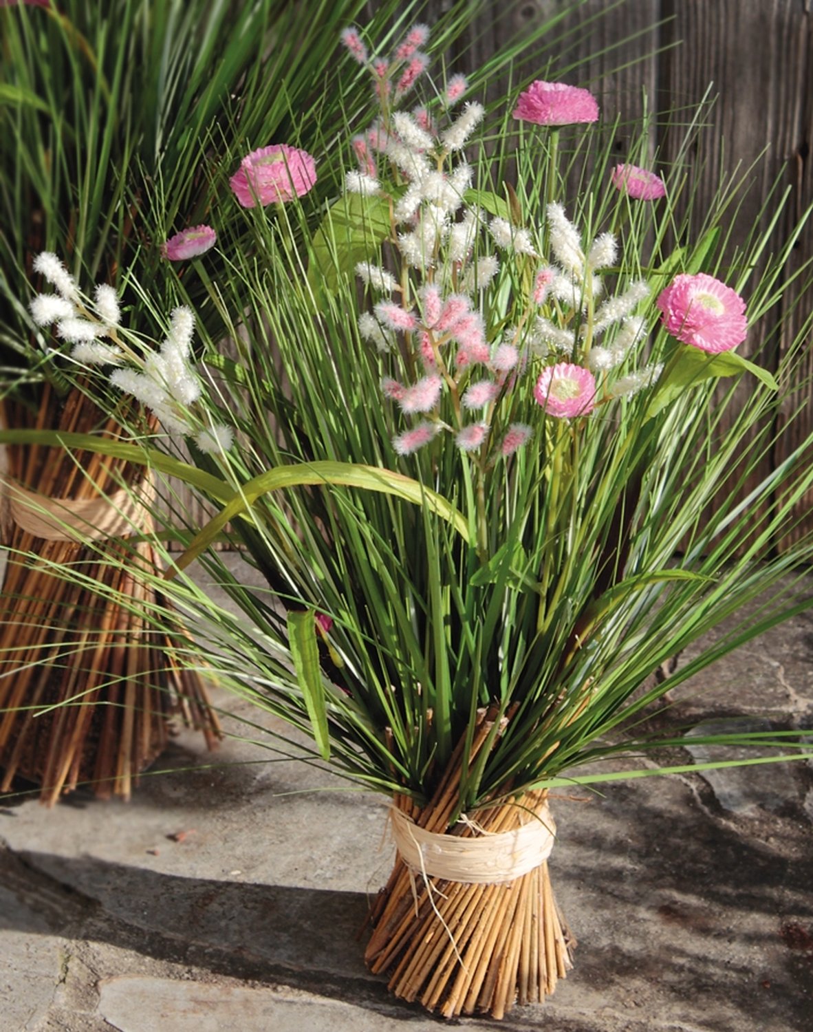 4722 307 a3 Пучок искусственной травы с ромашками, 45 см, желто-белый H-andreas 