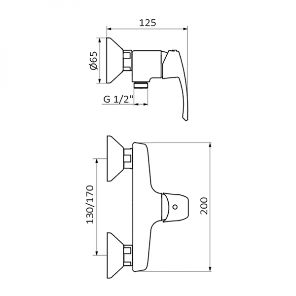 10320500 BASIC Смеситель для душа Хром GRB MIXERS  - Вид №1