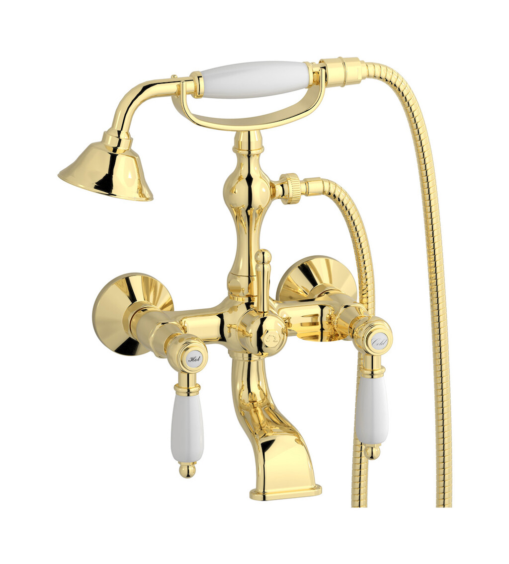 Настенный смеситель для ванной в комплекте с душевым гарнитуром WE ARE IB hl250ii_2 Pale Gold Hermes