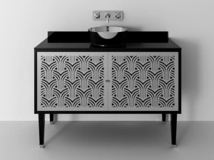 Деревянный одноместный напольный умывальник с дверцами