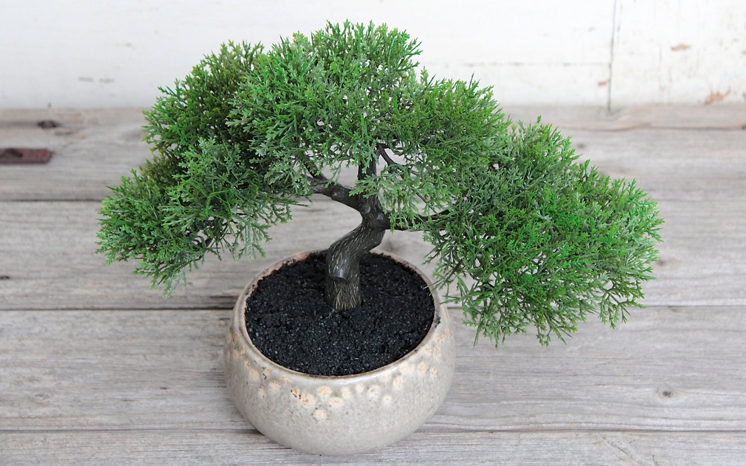 5916 883 a3 Пластиковый бонсай-хвойное дерево в керамическом горшочке, 23 см, зеленый H-andreas 