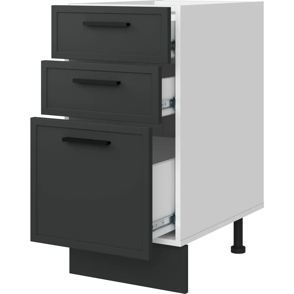 Кухонный шкаф напольный с 3 ящиками Неро Delinia 40x82.5x58 см МДФ цвет графит STLM-2173211 - Вид №2
