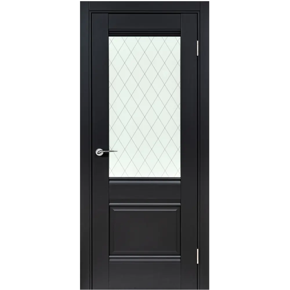 Комплект двери Классико-43 со стеклом 60x200 см Hardflex черный с добором 200 мм PORTIKA STLM-2175763