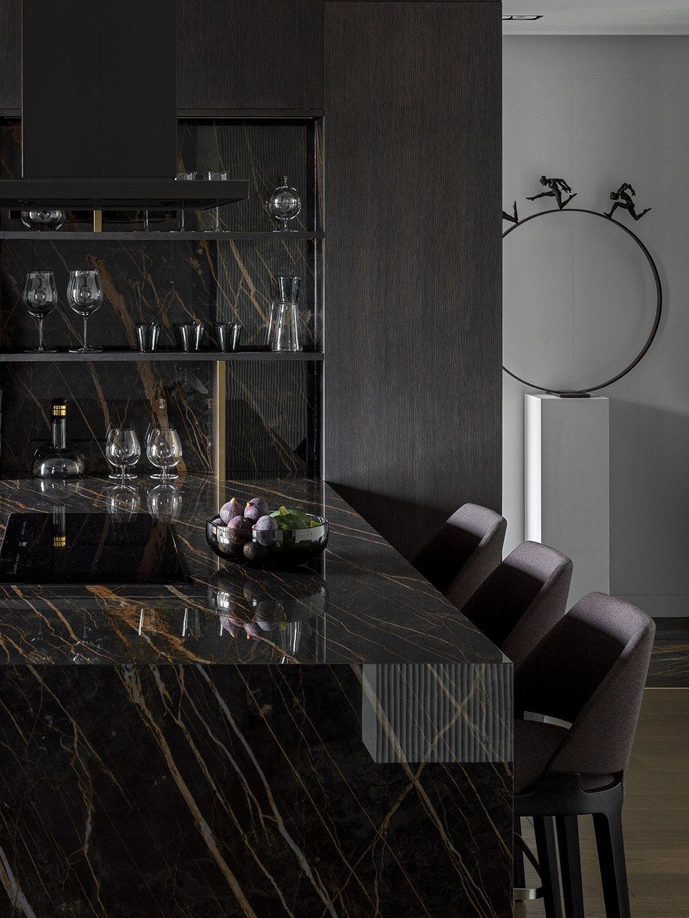 Выдвижная линейная кухня с керамогранитным полуостровом TM Italia Cucine ARCH-00053422 - Вид №2