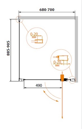Душевой уголок CEZARES RELAX-AHA-1-70/90-C-Bi - Вид №2