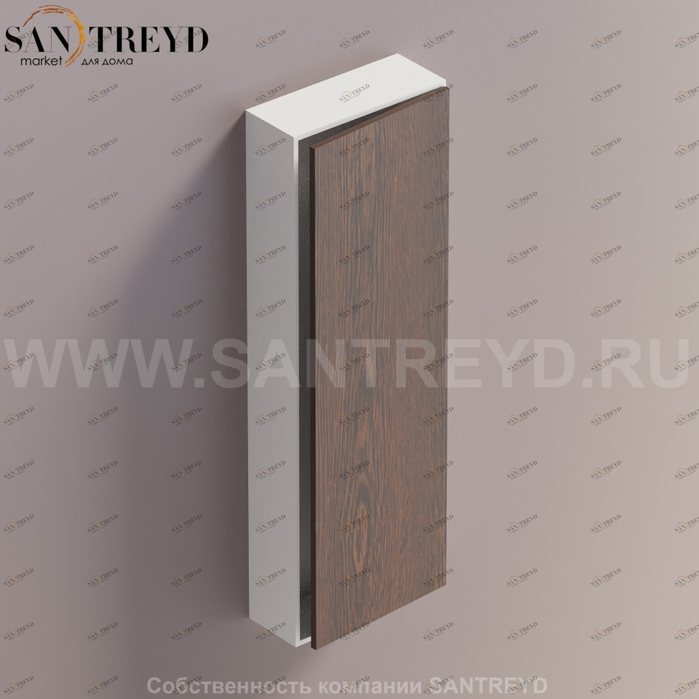 LIFT Модульный шкаф 120 см с правой дверью на доводчиках. Модули могут располагаться горизонтально и вертикально. Отделка: белая краска и коричневый дуб. AMOB054RULZDX Agape