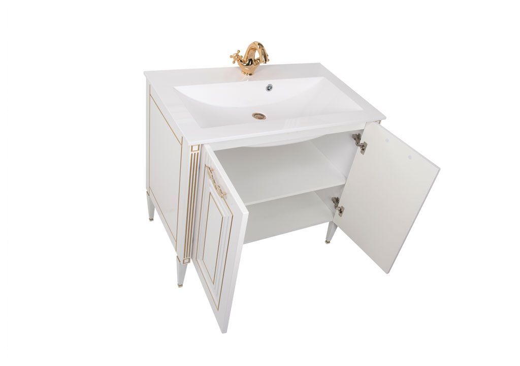 Мебель для ванной Aquanet Паола 90 белый/золото (литьевой мрамор) 00187844 - Вид №3