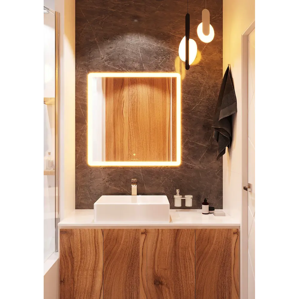 Зеркало для ванной Omega Glass Тип 3 SD603 с подсветкой 60x60 см квадратное STLM-2128718