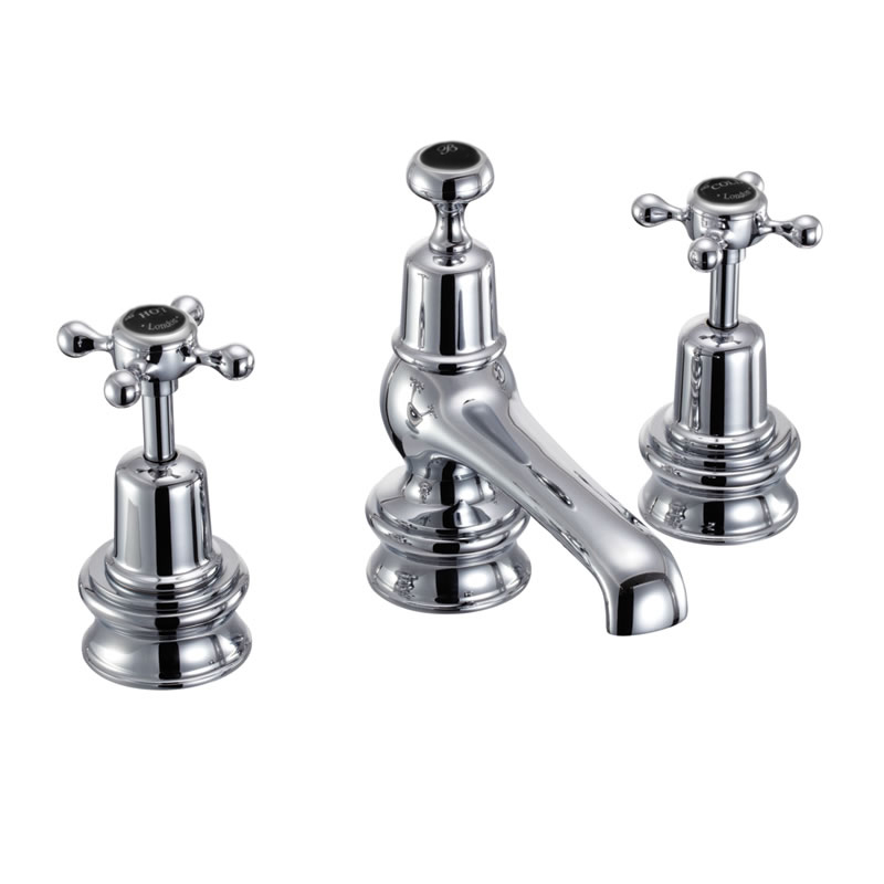 Burlington Смеситель Claremont Regent с 3-мя отверстиями и всплывающими отходами Четвертьоборотный с акцентом Медичи в Chrome CLR12-QT MED  - Вид №2