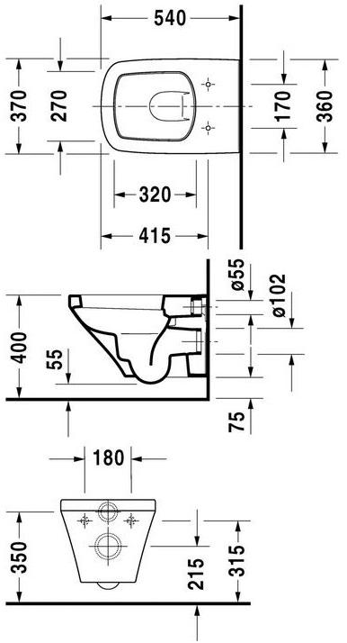 255209 Подвесной унитаз настенный Белый Duravit Durastyle Германия - Вид №1