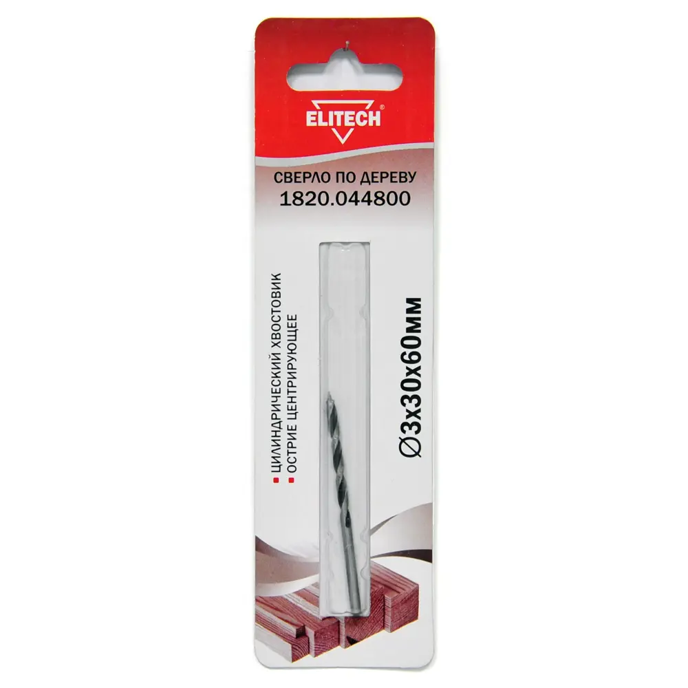 Спиральное сверло Elitech для дерева 3×60 мм 89402846 STLM-1570363