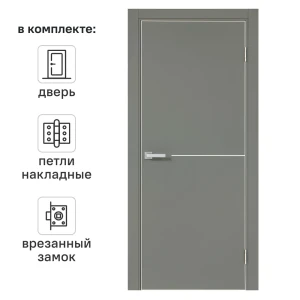 Межкомнатная дверь PORTIKA Борно 55 серый тренто с магнитным замком 89427191