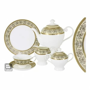 Сервиз чайный фарфоровый белый с золотым на 6 персон, 21 предмет "Престиж" ANNA LAFARG EMILY ПРЕСТИЖ 00-3946911 Белый;золото