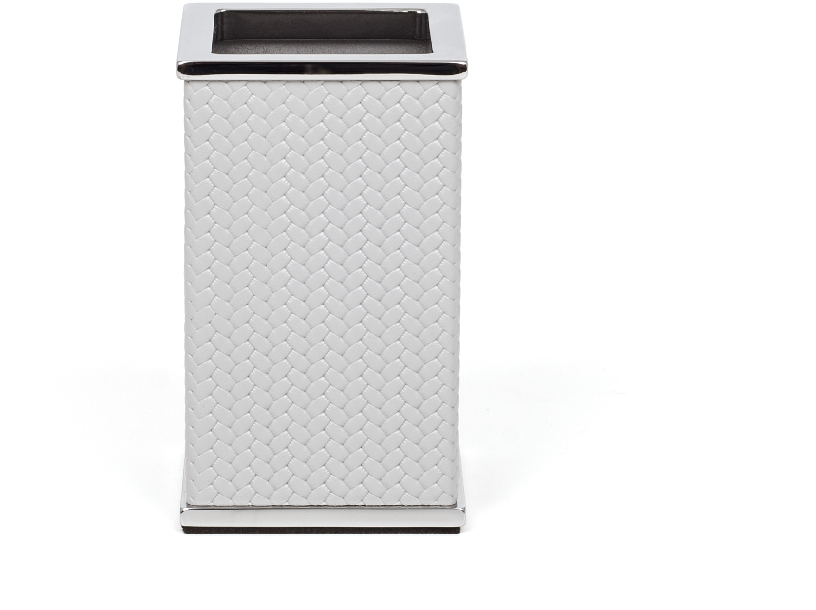 Квадратный держатель для зубных щеток Olimpia - 6,5X6,5XH11 см / металлическая отделка_хром / зернистая кожа_темно-серый