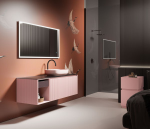 Подвесной умывальник с ящиками