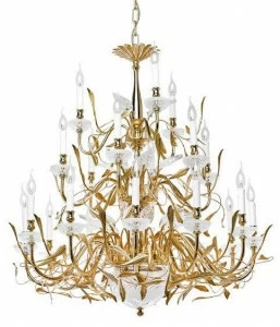 Possoni Illuminazione Атласная люстра из чистого золота / чистого золота с хрусталем Foliage 350/12+6+3+2