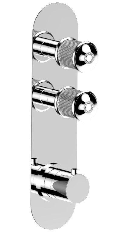 06542/2-65542/2 Встроенный термостатический смеситель с 2 открытыми / закрытыми кранами на одной пластине (2 выхода). Bongio Impero